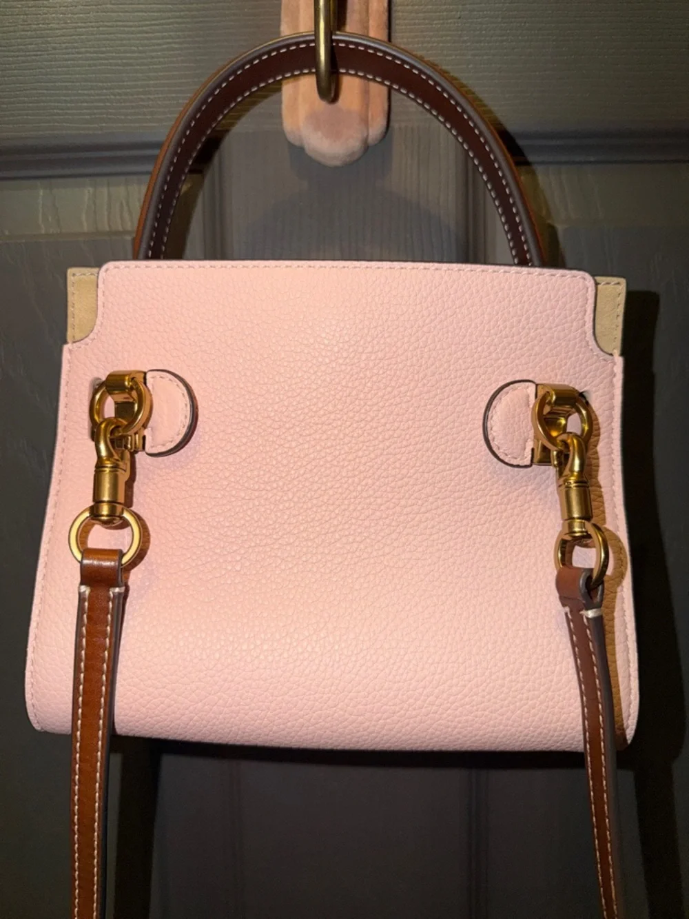 Tory Burch Petite Lee Radziwill Pebbled Pink Sand - Picture 2 of 11